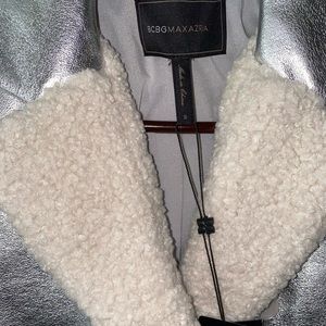 BCBG crop silver jacket.